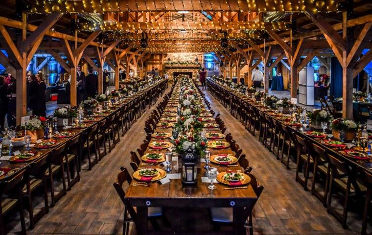 Indoor wedding reception in The Farmstead in Mount Pleasant, NC